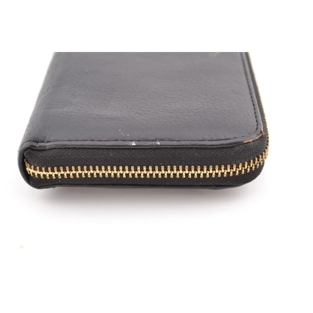 Kate Spade‎ New York Black Leather Zip Around Pebbled Leather Wallet Card Holder